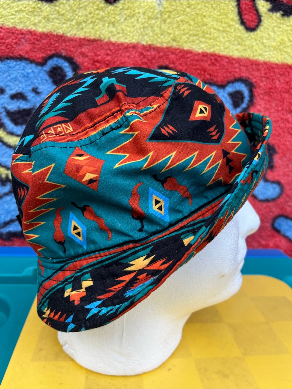 Neff Teal and Orange Geometric Bucket Hat - Picture 6 of 9